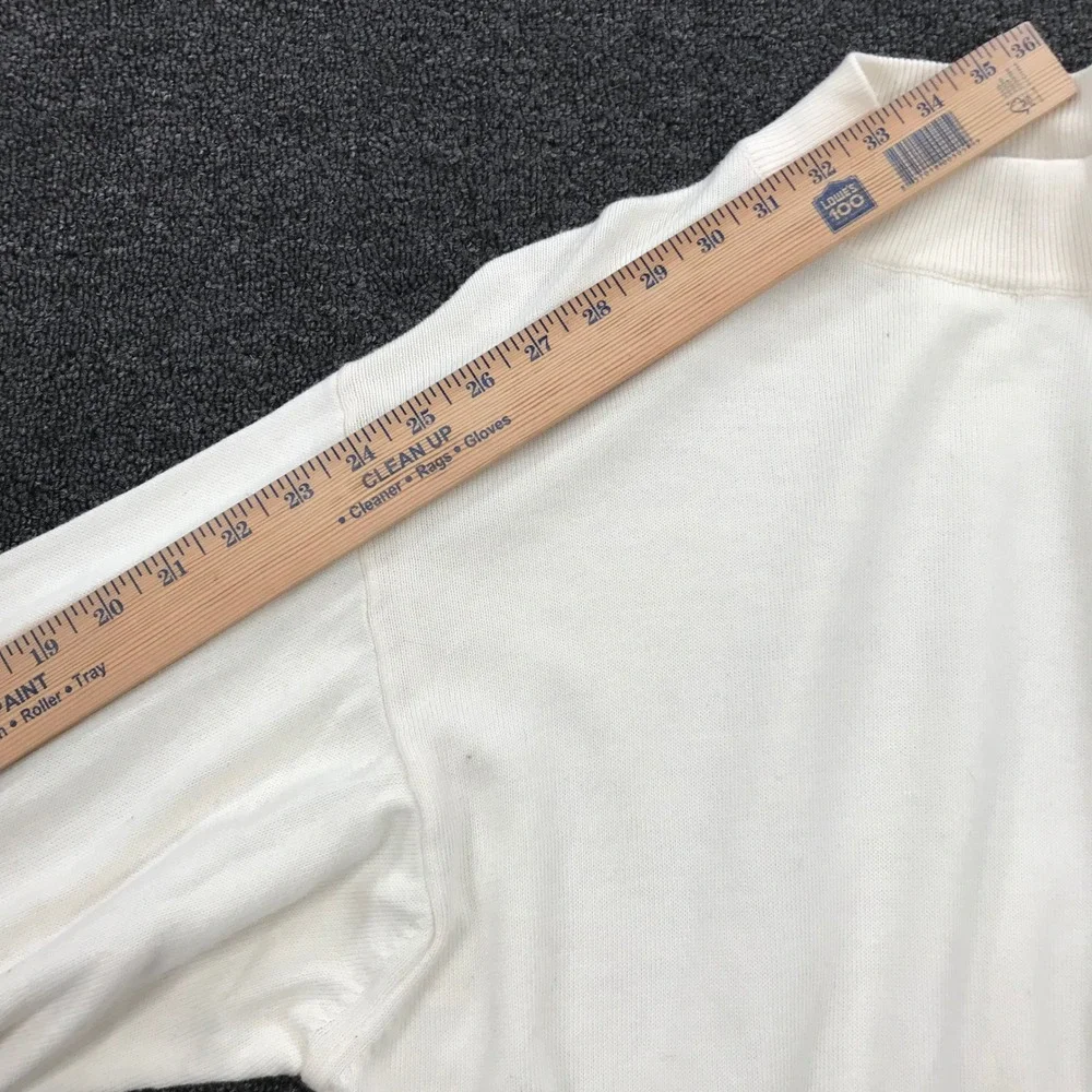 Maglificio Florence White Mock Neck Sweater Made in Italy Cotton Rayon Mens M